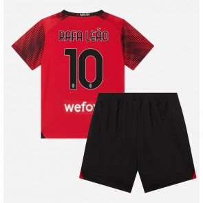 AC Milan Rafael Leao #10 Koszulka Podstawowych Dziecięca 2023-24 Krótki Rękaw (+ Krótkie spodenki)